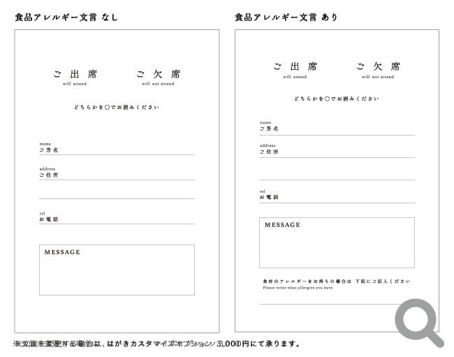 出欠面へのアレルギー情報の記載